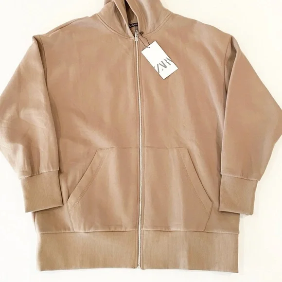NWT Zara Oversized Zip-Up Hoodie - Picture 2 of 6